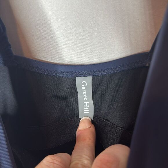 Garnet Hill Ruched-Front Navy One Piece Bathing Suit. Size 4. - Picture 5 of 9